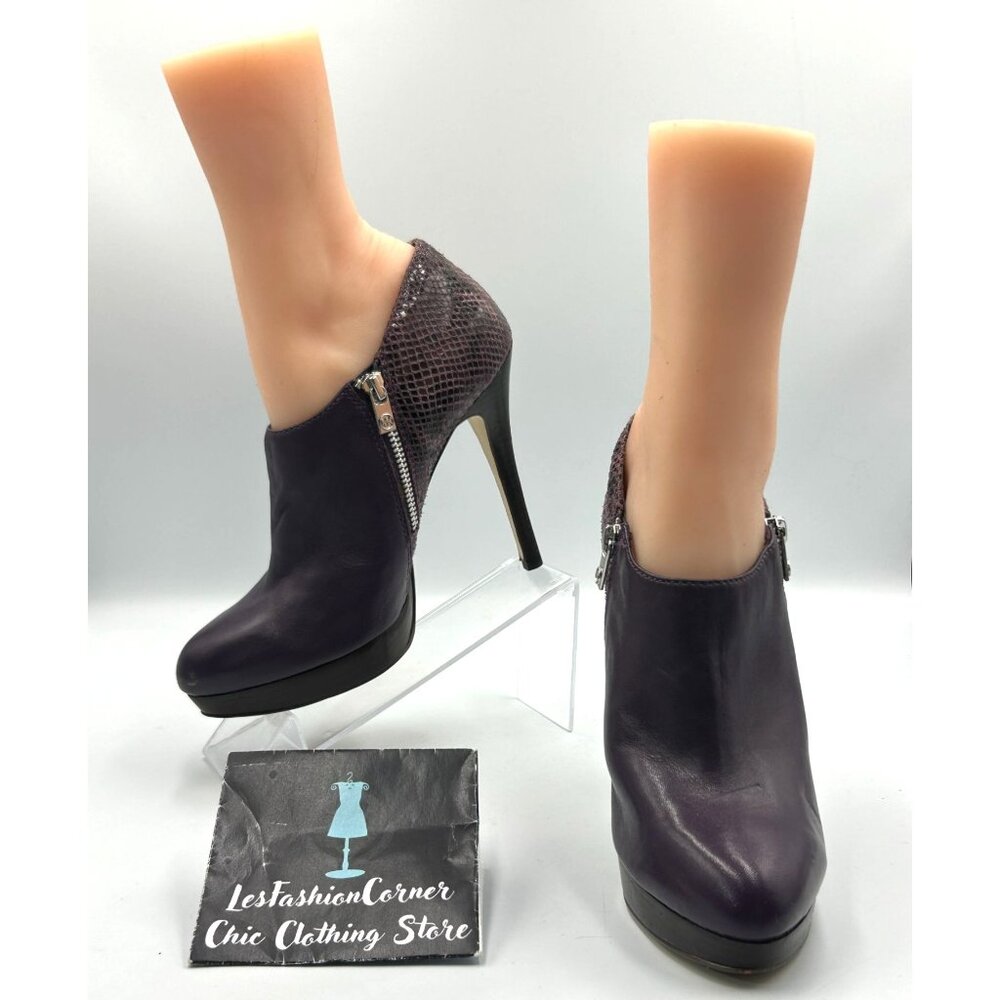 Michael Kors Women's Purple Leather Snakeskin Stiletto Heels Booties Size 9 3114